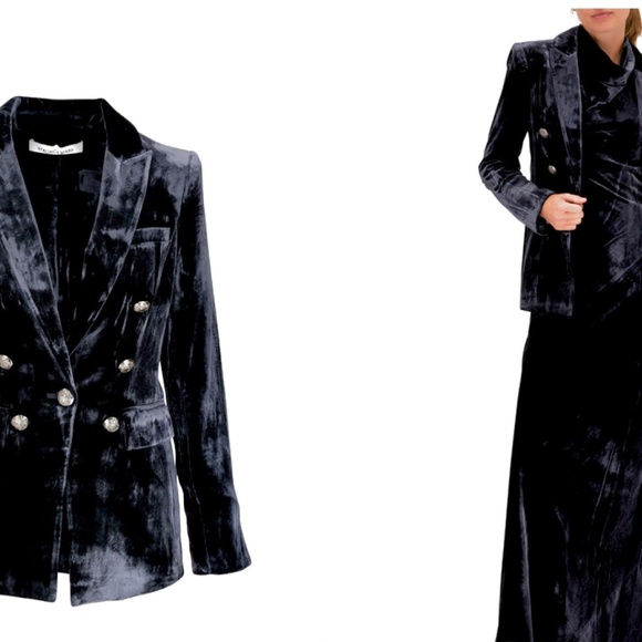 Veronica Beard Gaya Velvet Dickey Jacket in Navy - Picture 7 of 8
